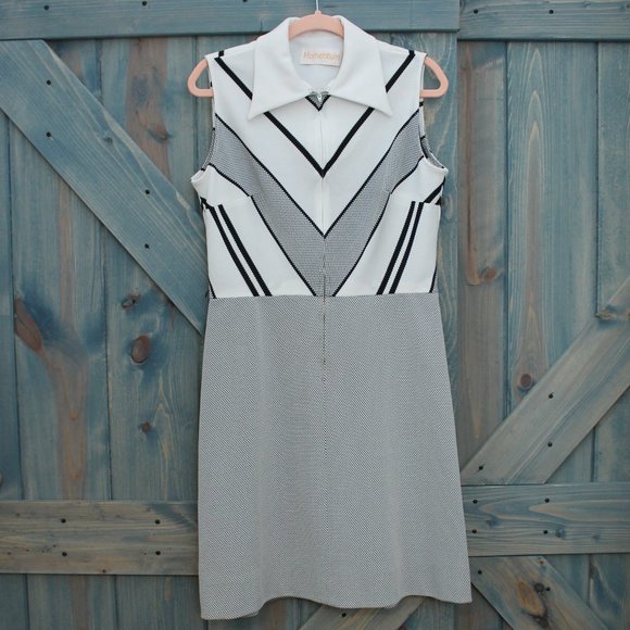 Black and White Sleeveless Dress - Picture 1 of 6